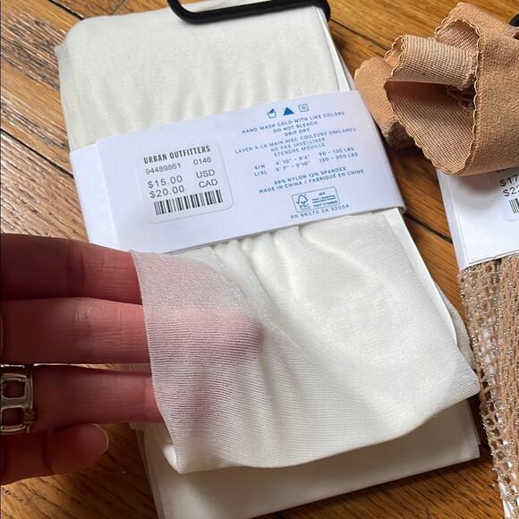 NWT Urban Outfitters Cream and Nude Sparkle Fishnet Tights Set - Picture 3 of 4